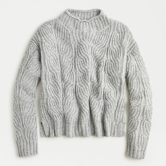 J. Crew pointelle Cableknit sweater alpaca blend - Picture 1 of 10